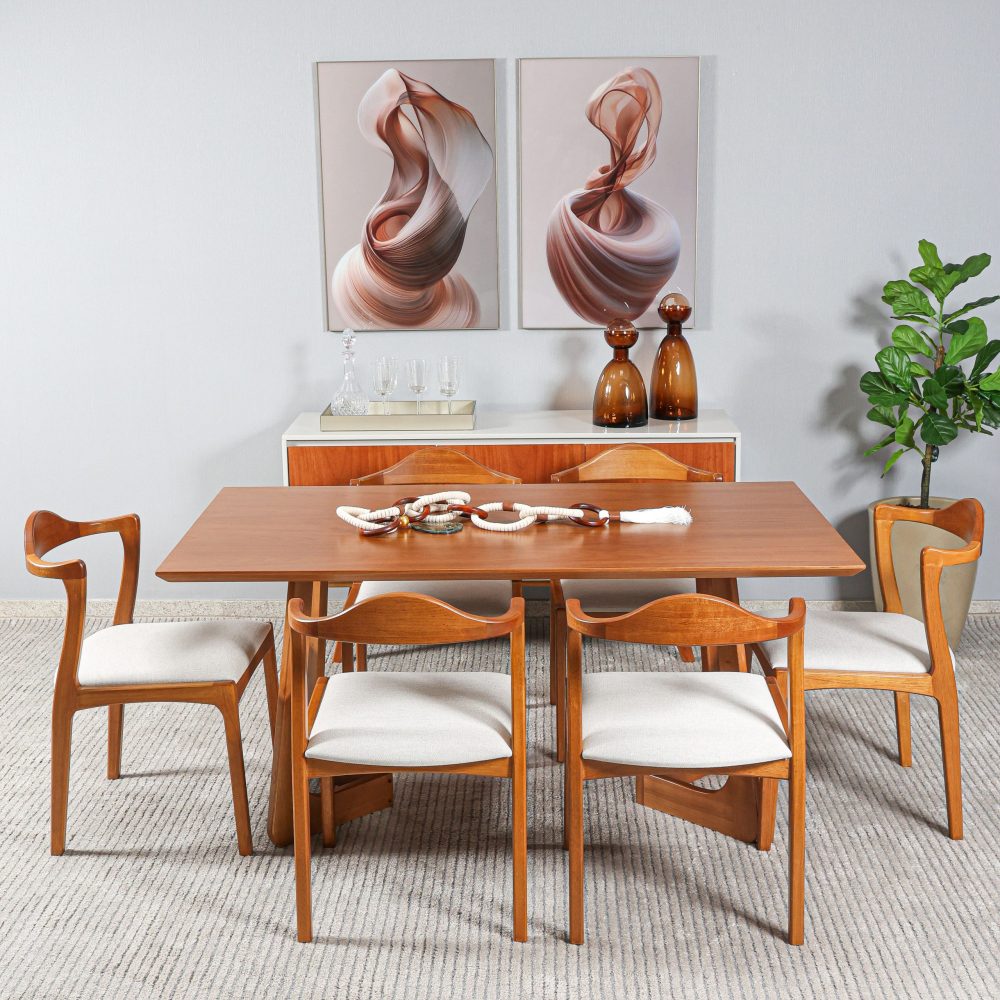 MESA DE JANTAR RAIZ  C/ 6 CADEIRAS HORIZONTE