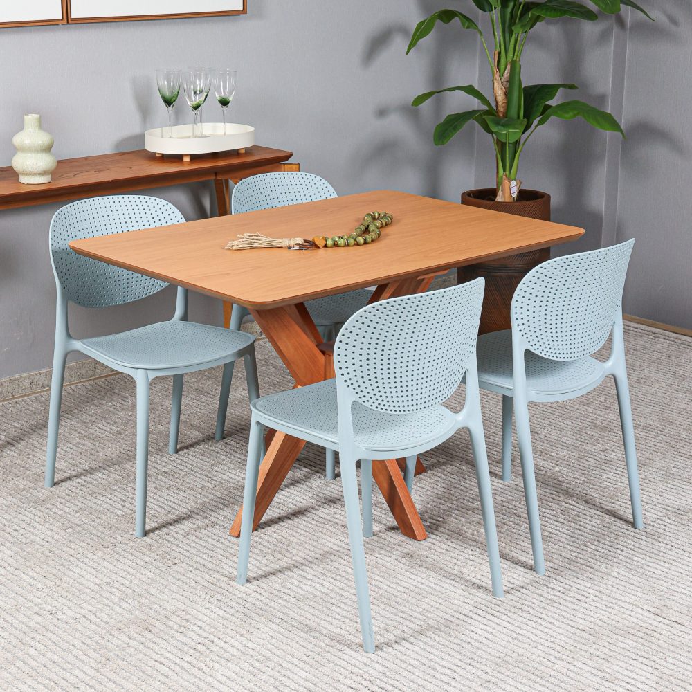MESA TURIM 1,16 X 80 COM 4 CADEIRAS EBBA AZUL