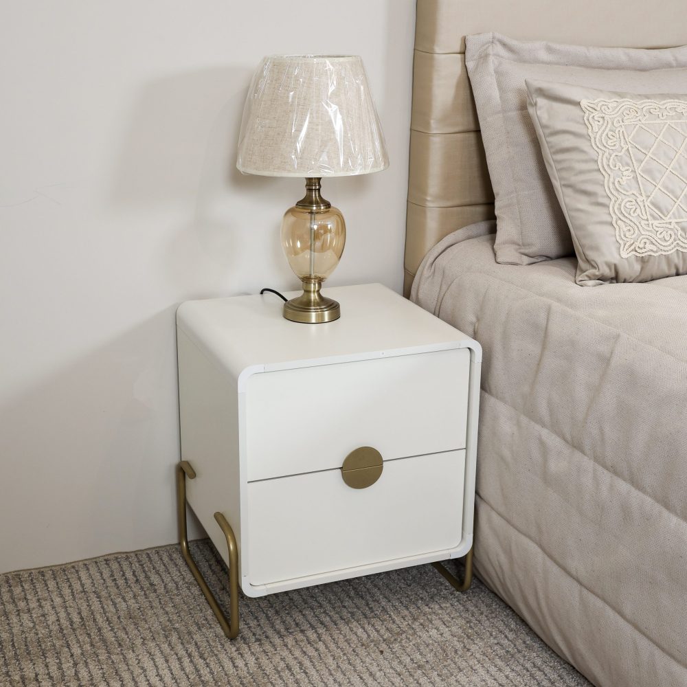 MESA DE CABECEIRA ATLANTA 2G BRANCO/DOURADO