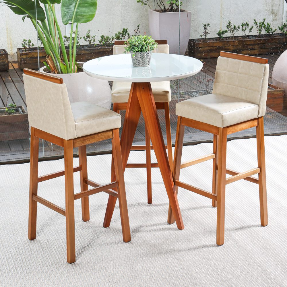 BISTRO COM 3 BANQUETAS LUIZA MARFIM