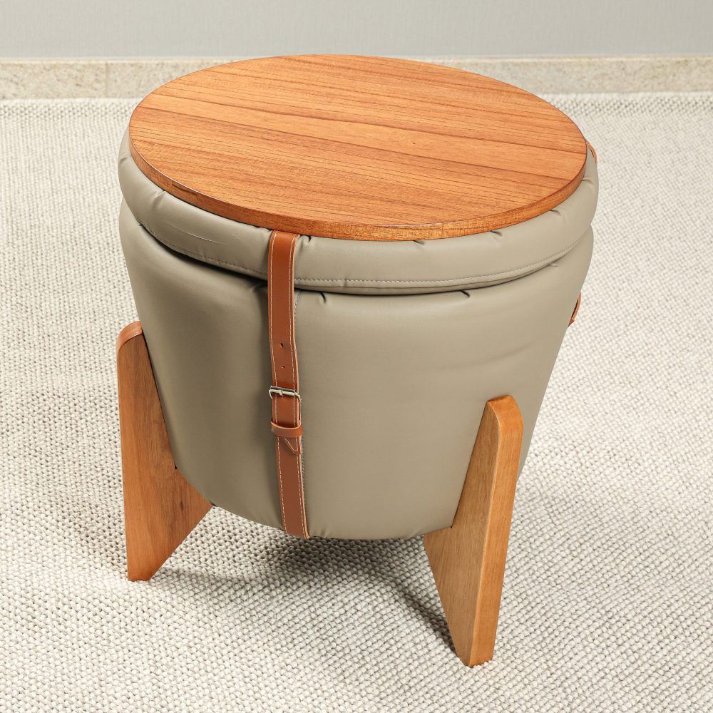 PUFF POP COURO MARROM TEC 19