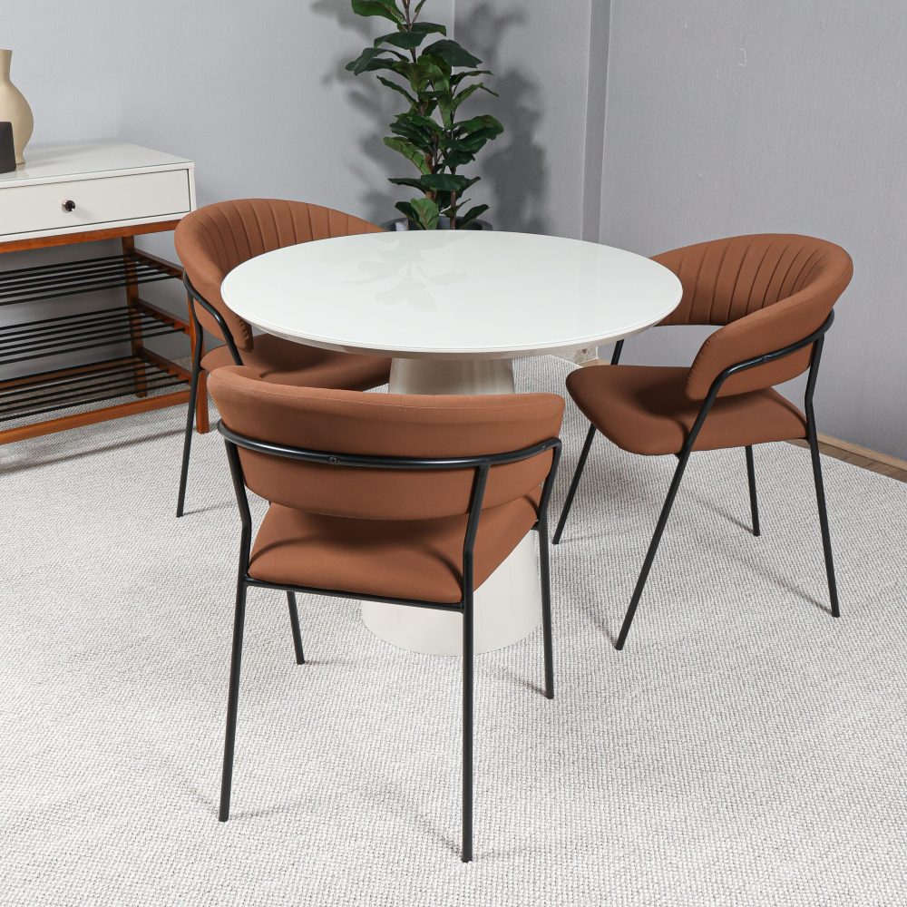 MESA LONDRES COM 3 CADEIRAS YWJ 6801B COR 84 MARROM