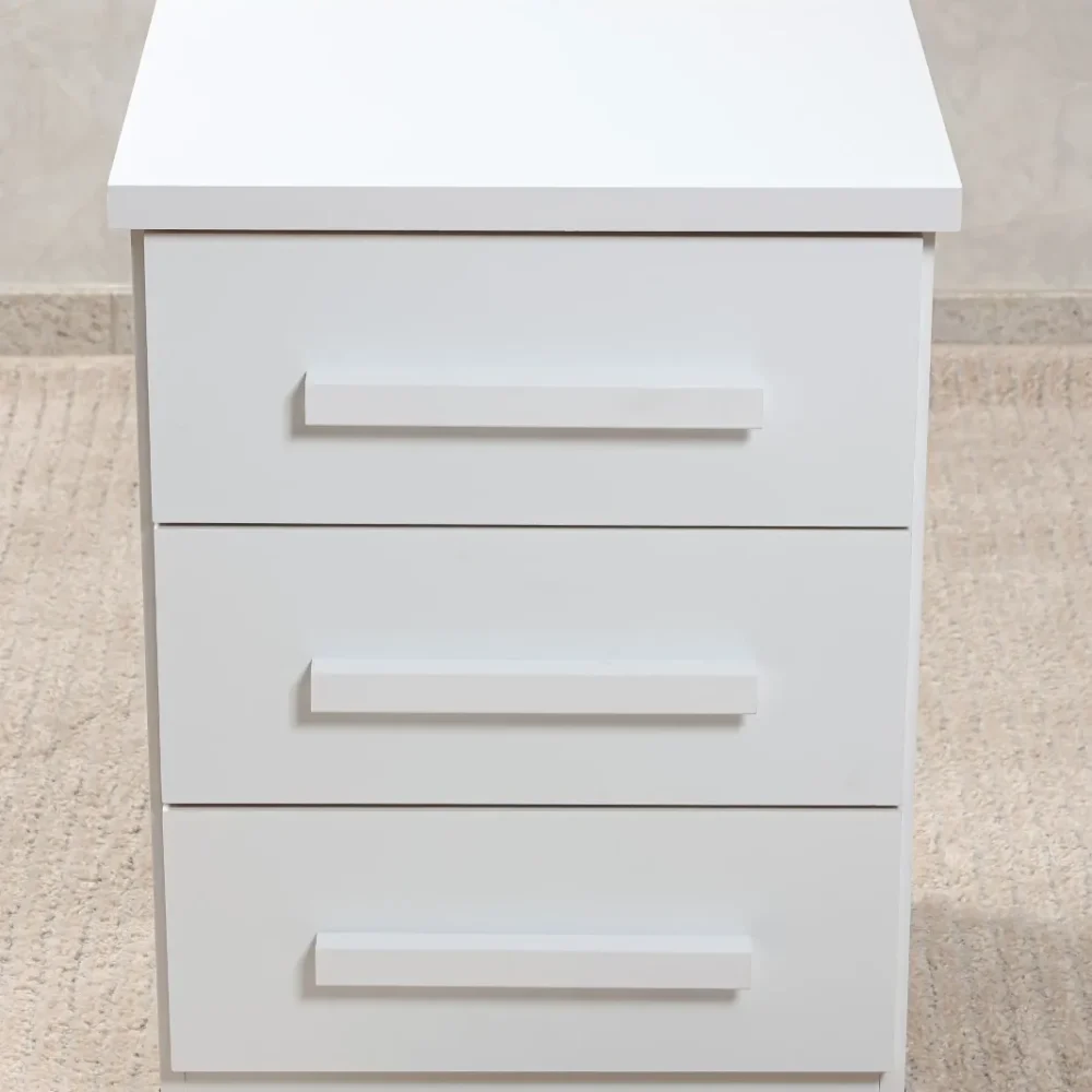 MESA DE CABECEIRA BAIO C/3 GAVETAS BRANCO