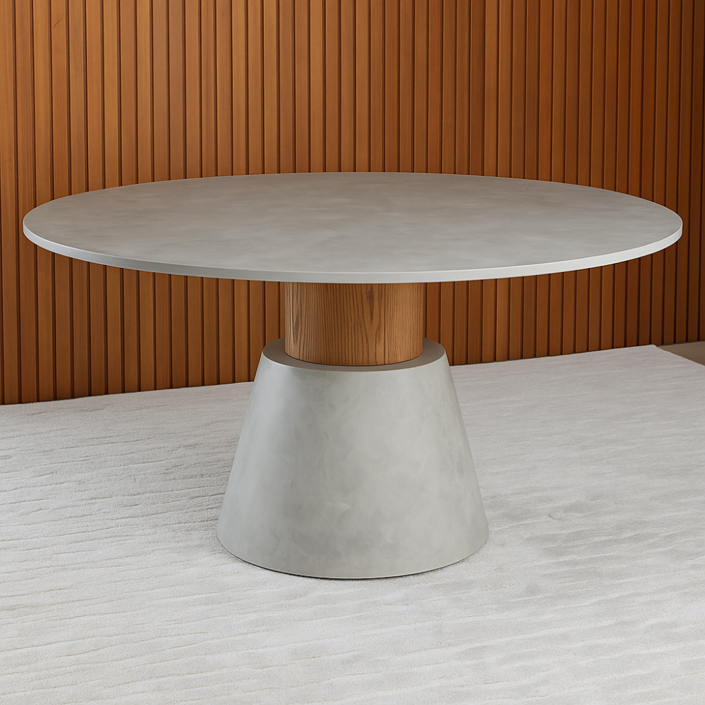 MESA JANTAR NANCE 1,60 RED CIMENTO QUEIMADO / DAMASCO