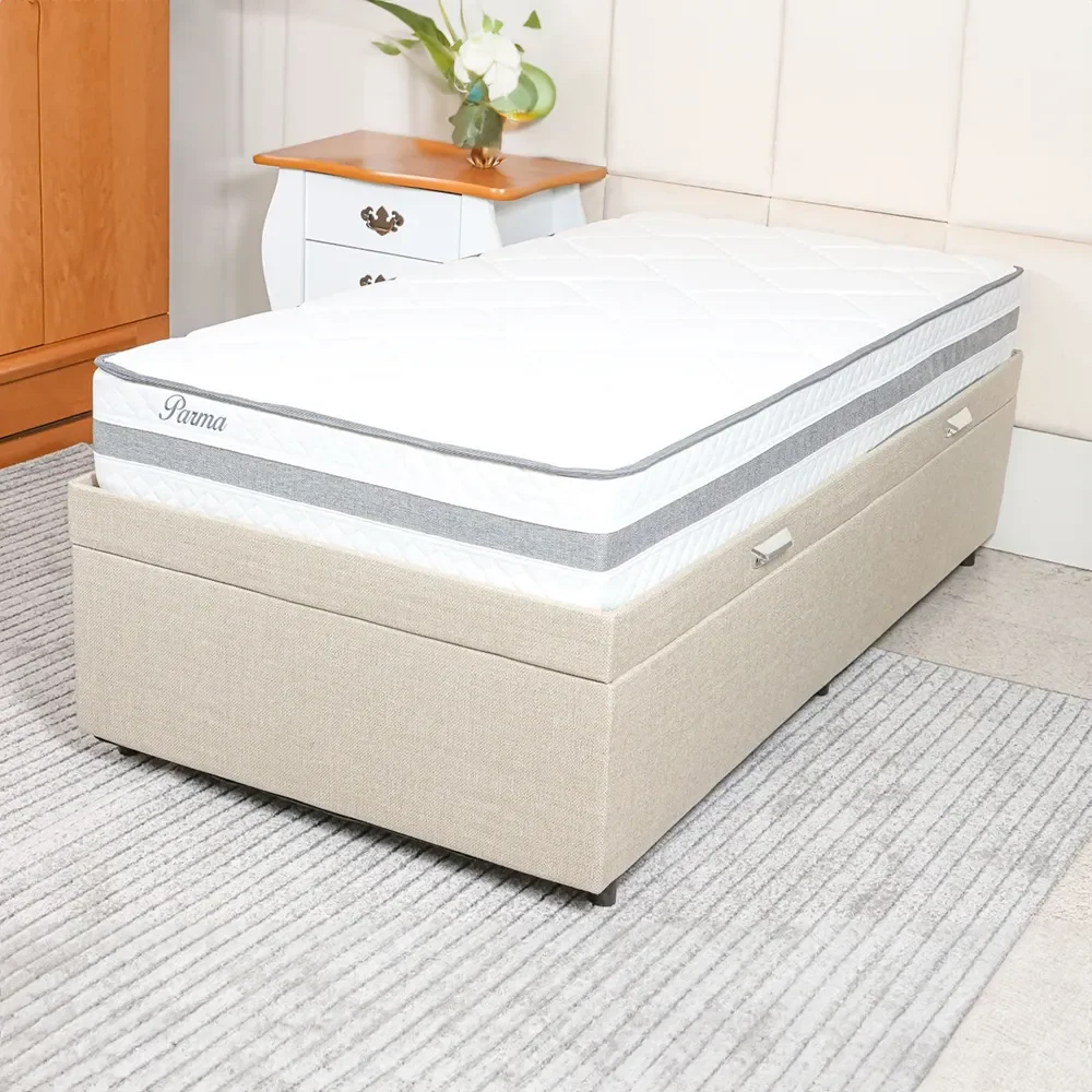 Colchão Solteiro parma 0,88 Com Base Box Baú Confort