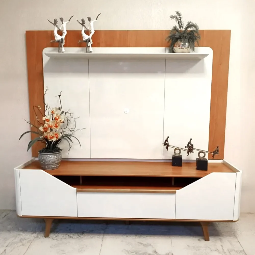 Rack 2 Portas Com Painel Arc 1,80Mts Off White/Nature