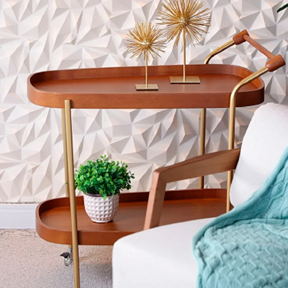 Carrinho Enotria Aço Dourado 0,56Mts