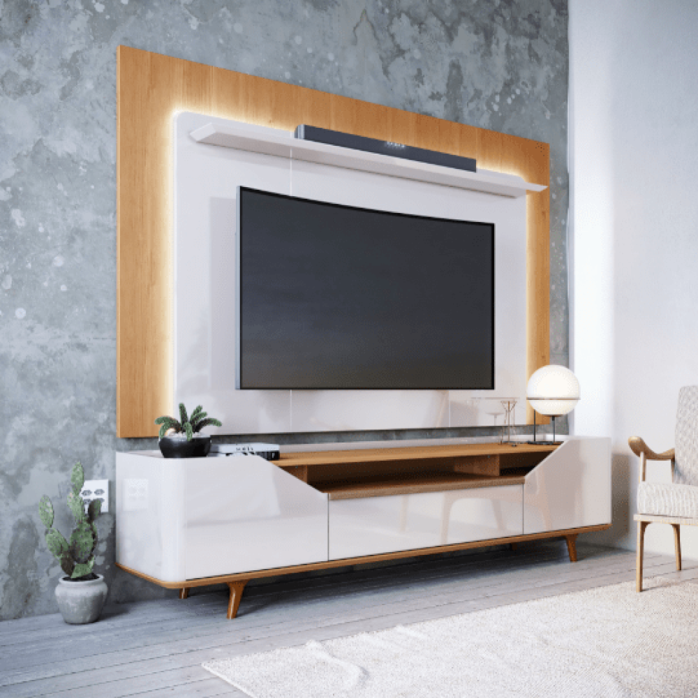 Rack 2 Portas com Painel Arc 2,60Mts OffWhite / Nature