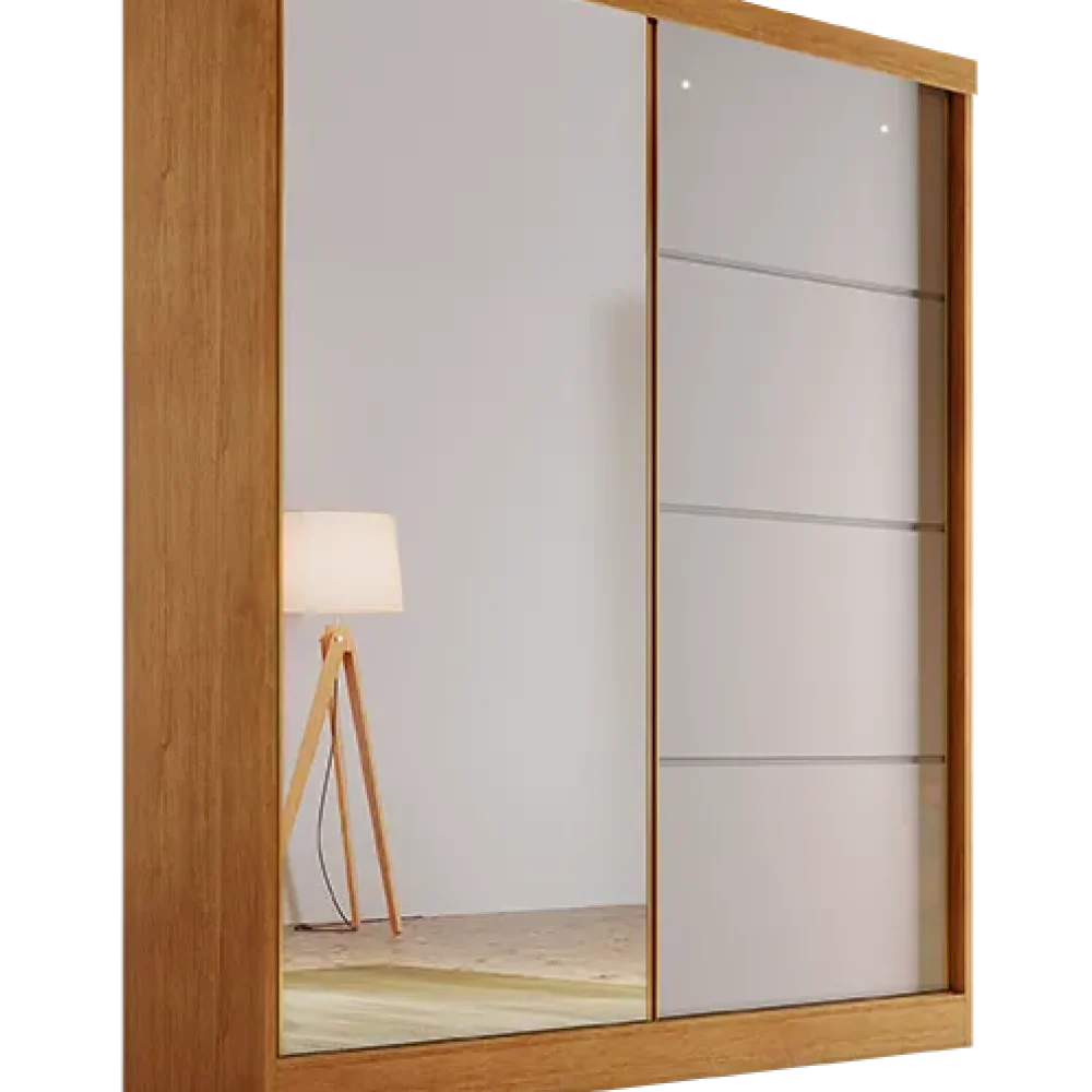 Guarda Roupa Veneza 2PTS C/Espelho Nature/Off 1.80m