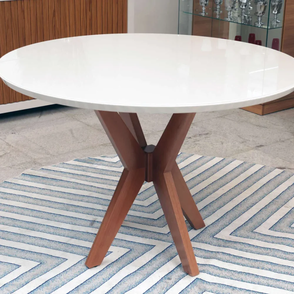 Mesa de Jantar Turim 1,09 Redonda OffWhite / Castanho